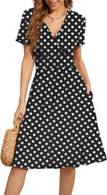 WEACZZY Women's Summer Short Sleeve Floral Dress with Pockets