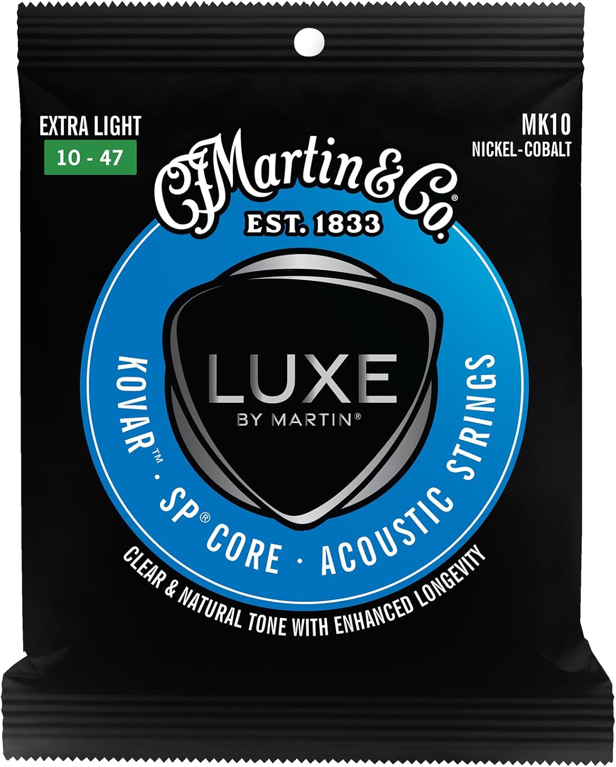 Martin Luxe Kovar SP Core Acoustic Strings - Clear & Natural Tone, 6-String, Extra Light