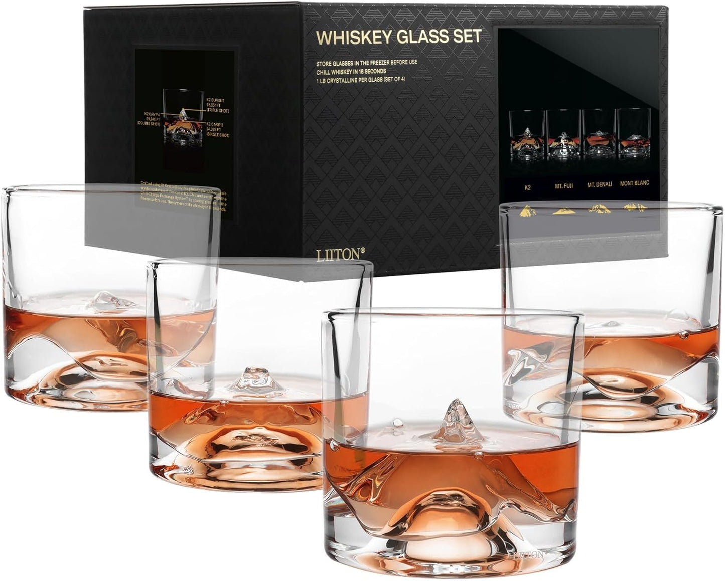 The Peaks Heavy Crystal Whiskey Glasses Gift Set for Men