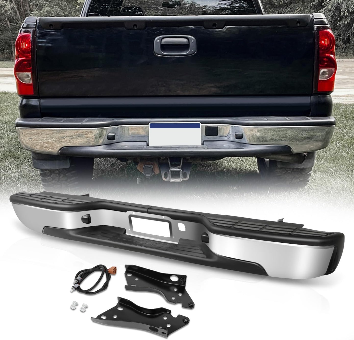Auto Dynasty Rear Step Bumper Assembly for Chevy Silverado & GMC
