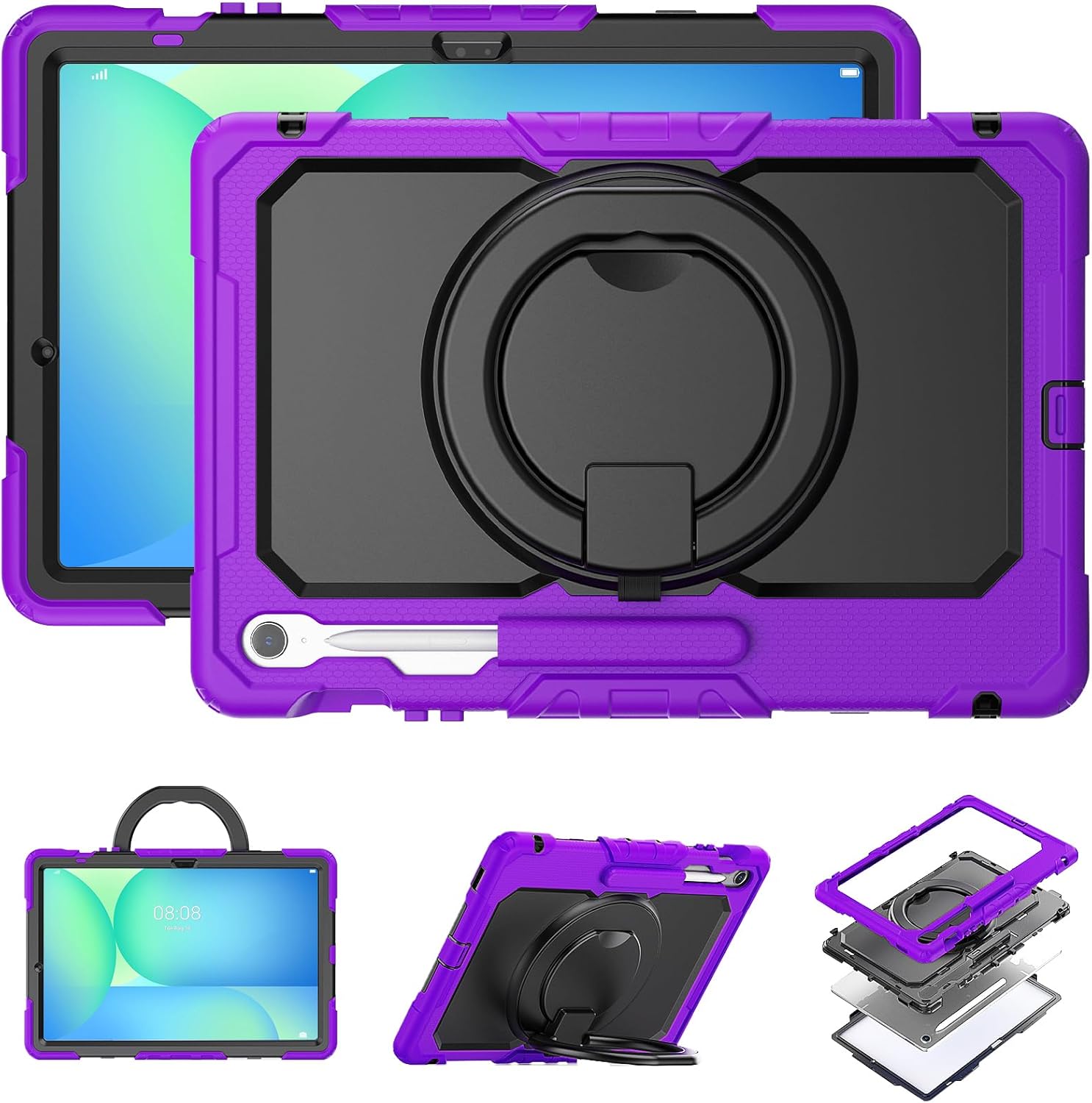 Shockproof Case for Samsung Galaxy Tab S10 FE Plus with Kickstand