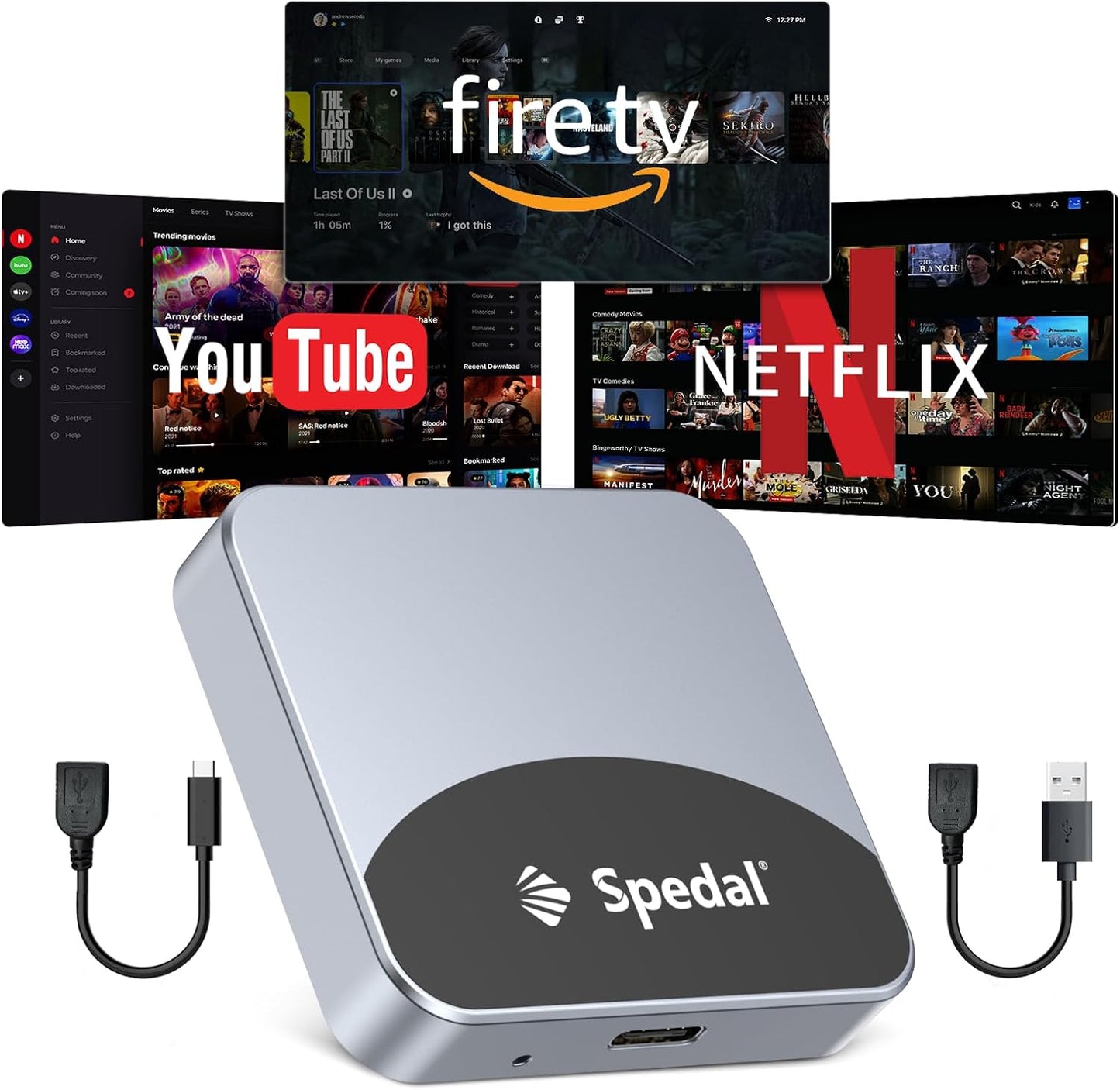 Spedal Car TV Adapter for Wireless CarPlay & Android Auto Use