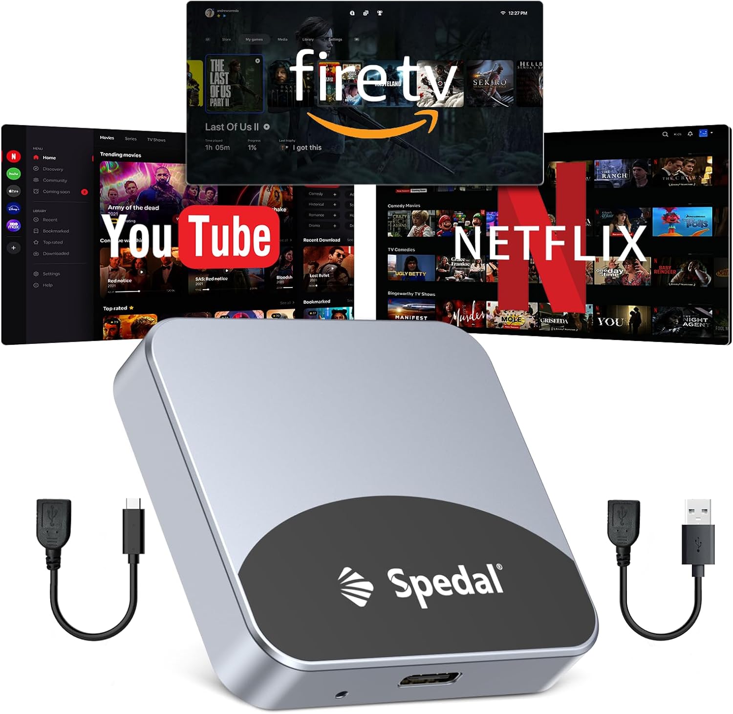 Spedal Car TV Adapter for Wireless CarPlay & Android Auto Use