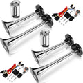 12V 150 dB Loud Air Horn Kit 2 Pack - Powerful Dual Trumpet Warning