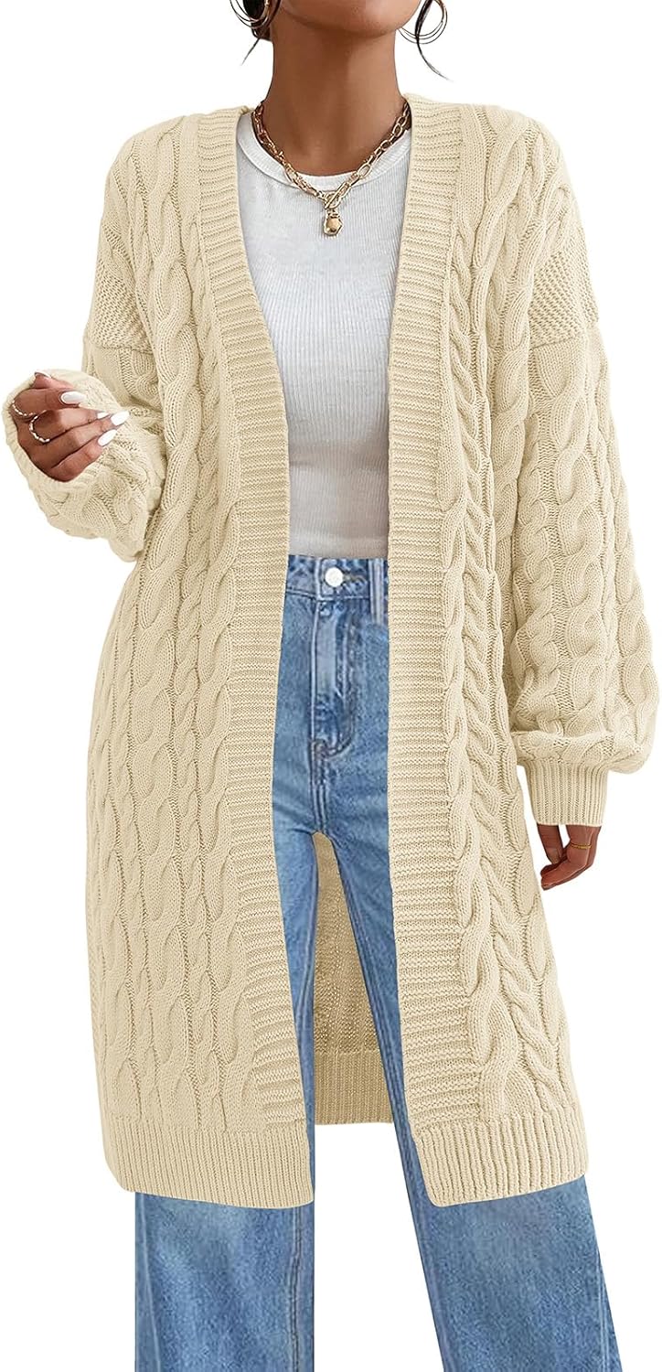 PRETTYGARDEN Long Sleeve Open Front Chunky Cardigan Sweater