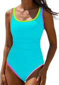 One Piece Swimsuit Tummy Control Womens Modest Neon Swimwear