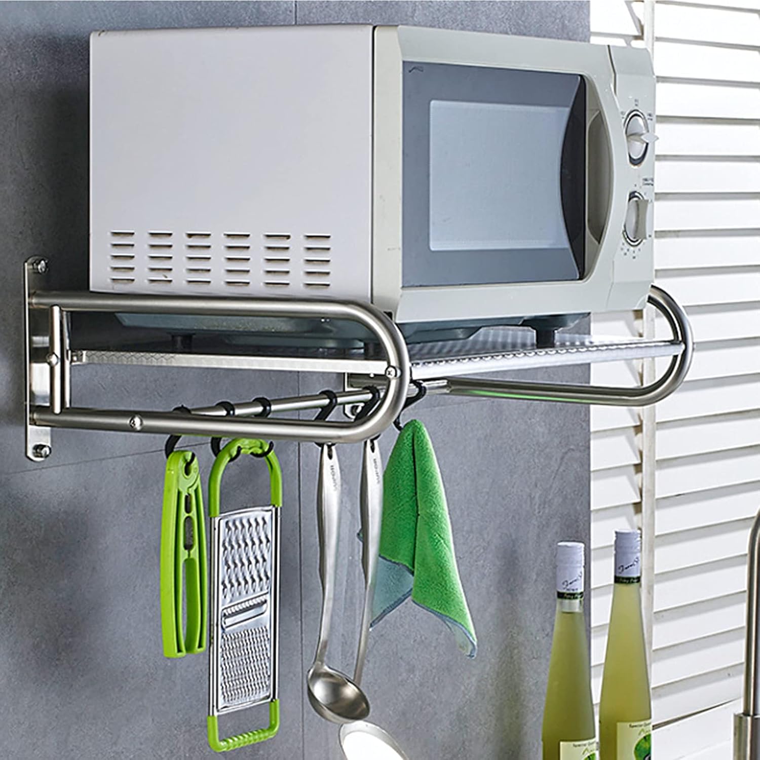 Wall Mounted Microwave Shelf, Space-Saving Organizer