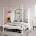 SHA CERLIN Metal Canopy Bed Frame Queen Size - Sturdy No-Box-Spring