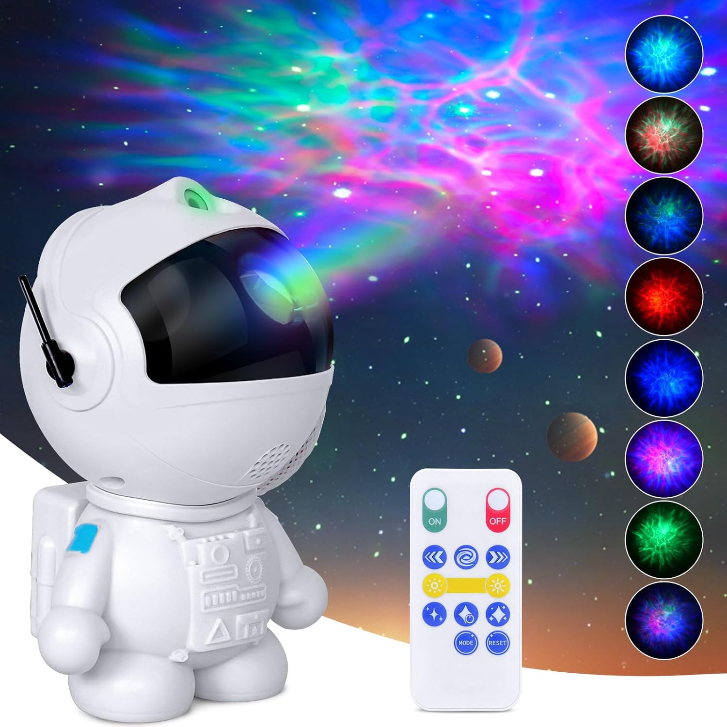 Astronaut Galaxy Projector: 8 Modes Starry Night Light