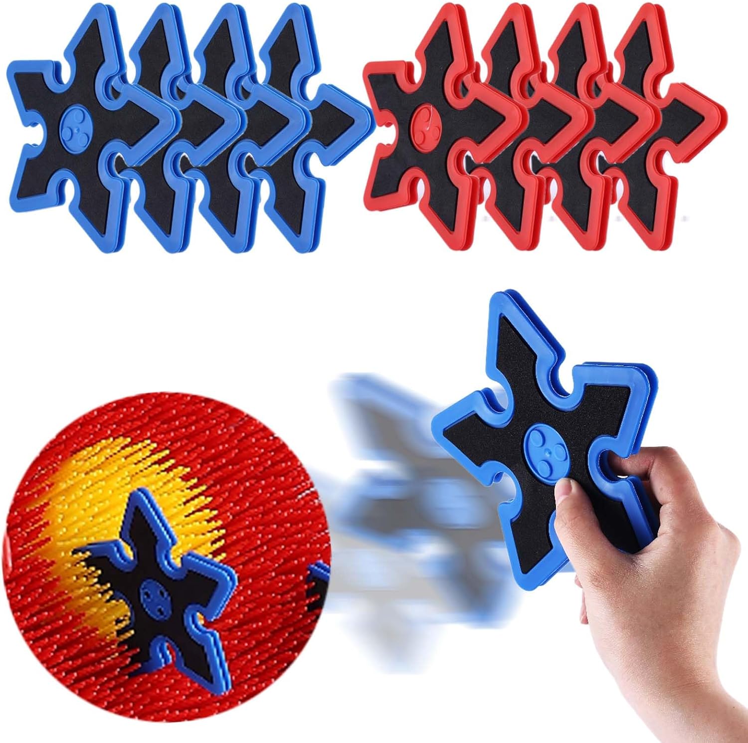Throwing Axe for Bristle Target - 8pcs Plastic Axes & Stars