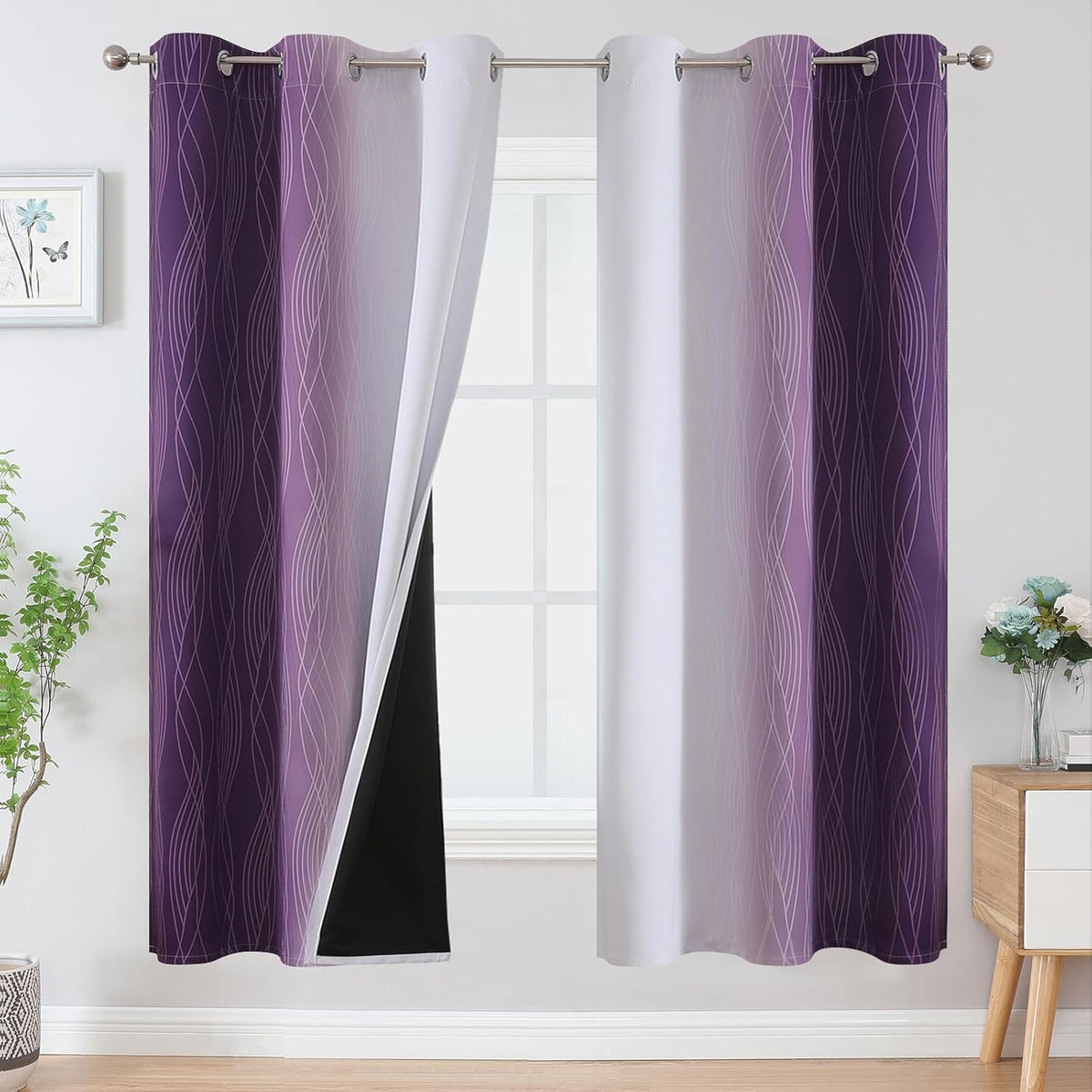 Ombre Blackout Curtains for Bedroom and Living Room 72 in Length