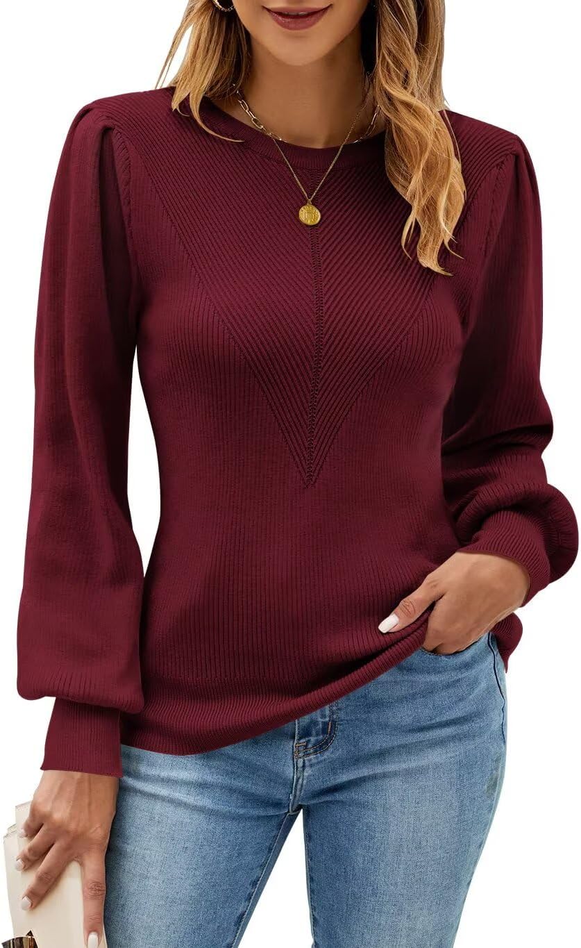 FEKOAFE Womens Sweaters Casual Long Sleeve Pullover Tops