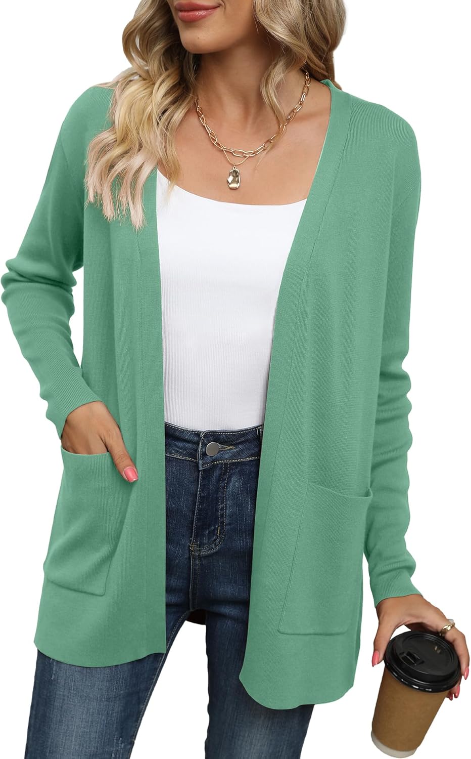 LILBETTER Womens Casual Lightweight Long Sleeve Cardigan Sweater