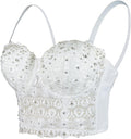 ELLACCI Women's Lace Rhinestone Bustier Crop Top - Sexy Support