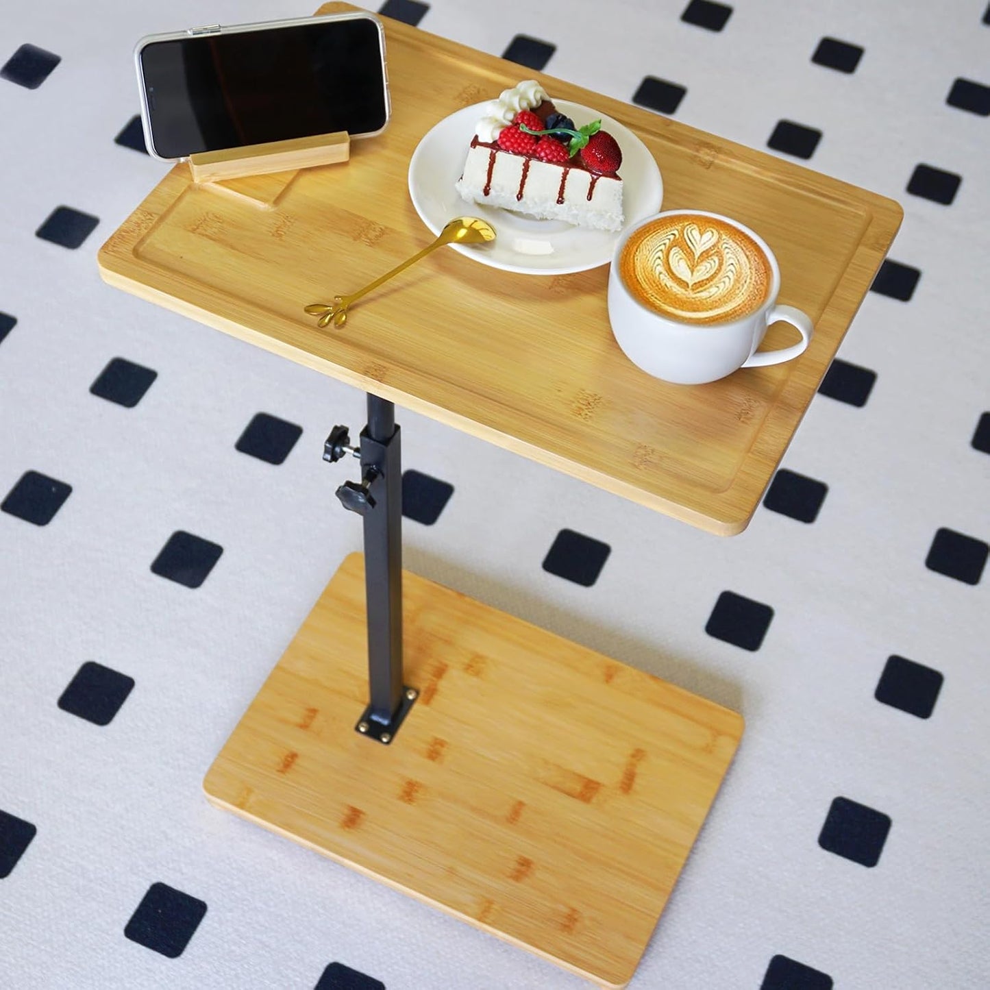 360 Swivel Bamboo TV Tray - Space-Saving C Table by WOXBITA