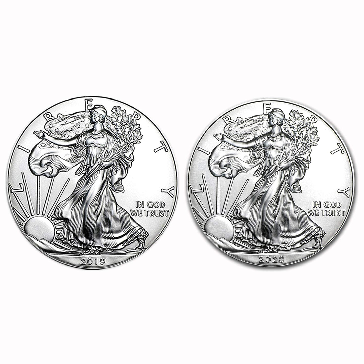 USA 2019 & 2020 $1 American Silver Eagle Coin Set of 2