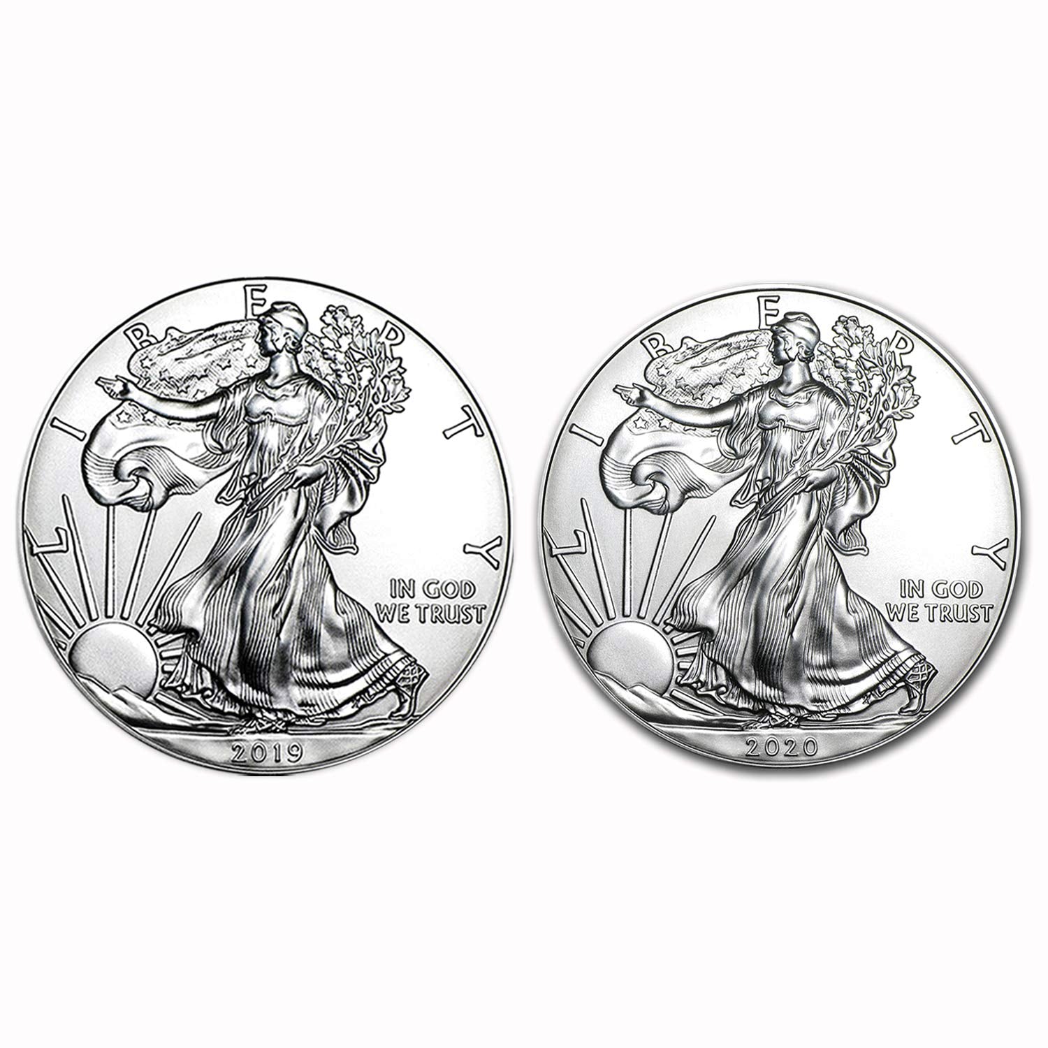 USA 2019 & 2020 $1 American Silver Eagle Coin Set of 2