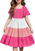 Girls Summer Dress Tween Boho Smocked Ruffle Midi with Pockets