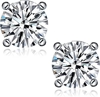 Moissanite Stud Earrings with D Color VVS1 Clarity in 18K Gold