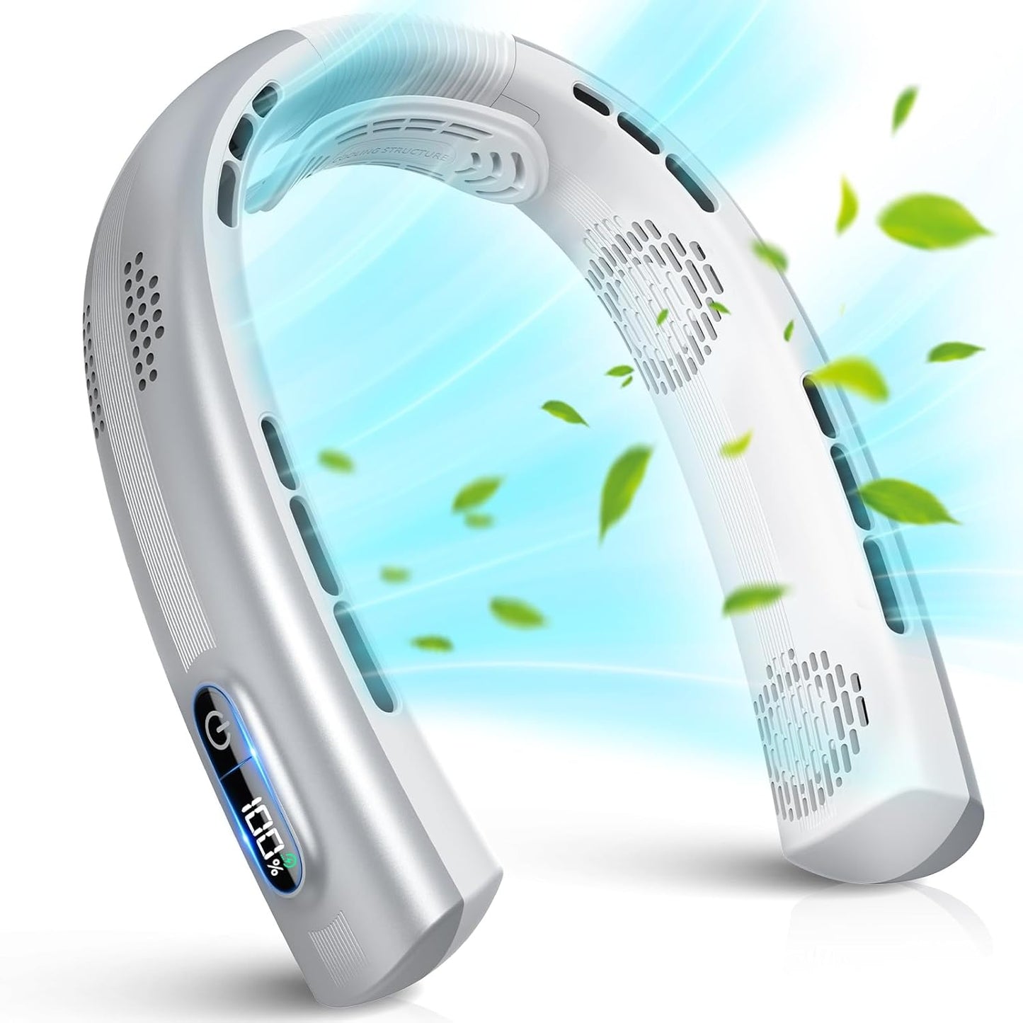 Hands-Free Cooling: 7000mAh LED Neck Fan