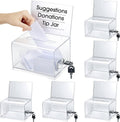 Acrylic Donation Box 6 Pack - Clear Locking Ballot Boxes for Events
