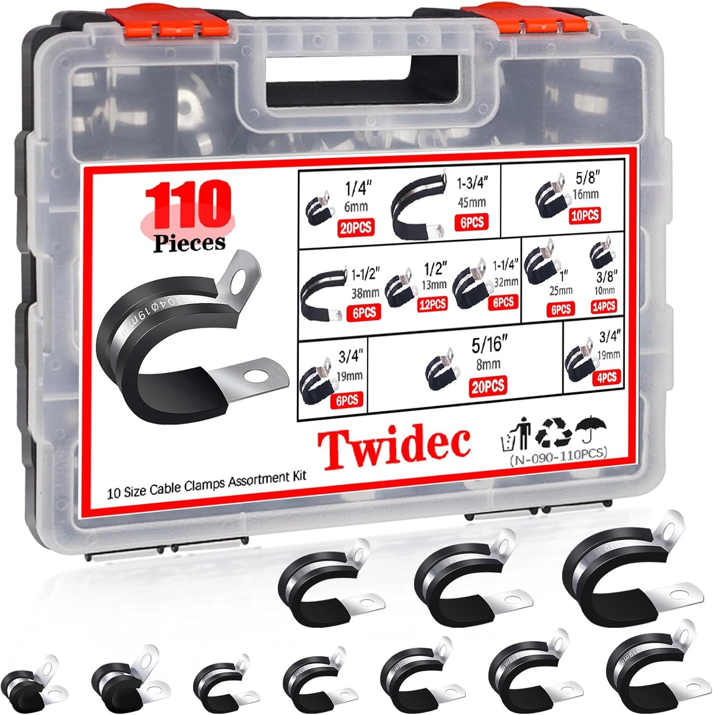 110PCS Cable Clamps Assortment Kit for Automotive and More