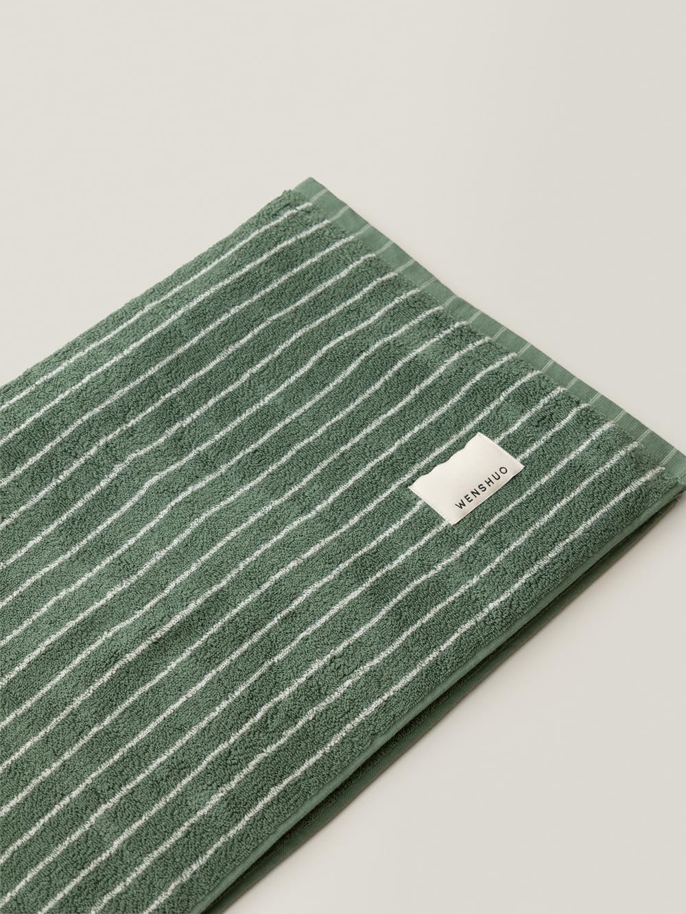 Frosted Pines-Striped Pure Cotton Bath Towel for Luxury Showers