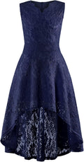 Girls Floral Lace Swing Dress Knee Length High-Low Hemline - Vintage