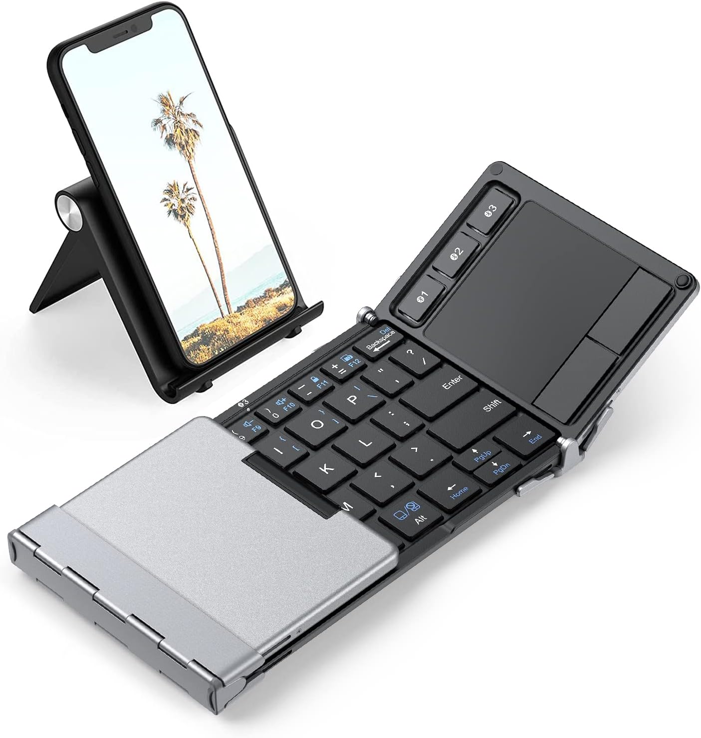 iClever Foldable Bluetooth Keyboard: Portable Aluminum Design 