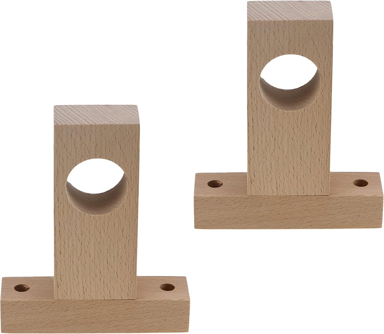 Wealrit 2 Pcs Wooden Rod Holder Brackets - Secure Support for 30mm Curtain Rods