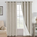 100% Blackout Linen Curtains 52x96 in Pair - Cobblestone Color