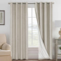 100% Blackout Curtains for Bedroom - Thermal Linen Look Panels