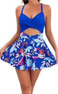Cutout One Piece Skirt Swimsuit V Neck Wrap Tie Back (Style RCYP)