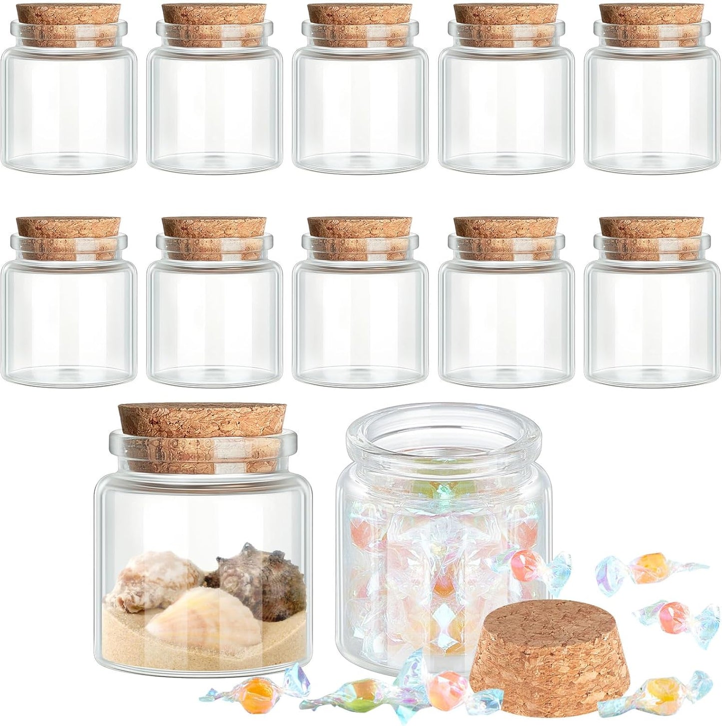 Patelai 48 Pack Small Glass Jars with Cork Stoppers for Crafts