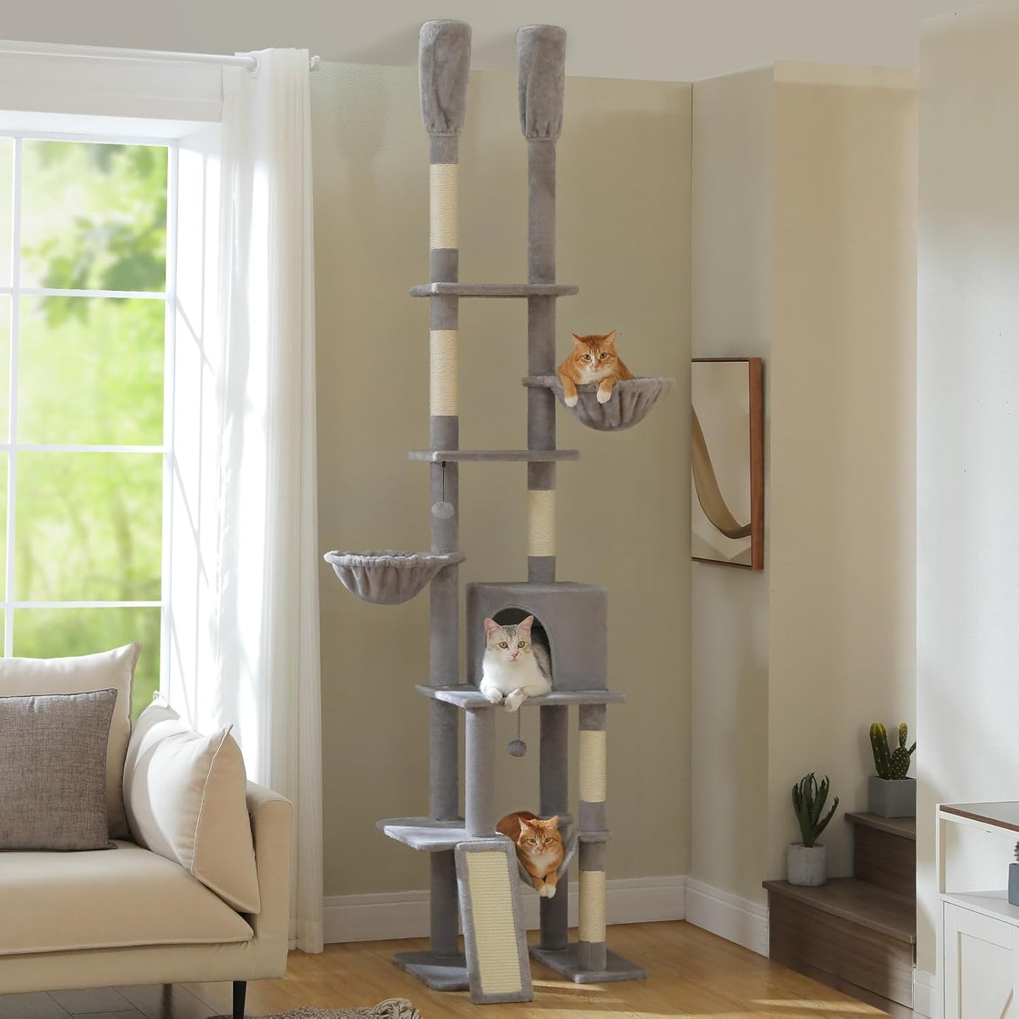 PAWZ Road Tall Cat Tree: Adjustable Floor to Ceiling Tower
