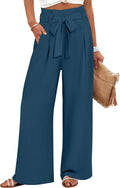 Womens Wide Leg Palazzo Pants High Waisted Belted - Comfortable Fit