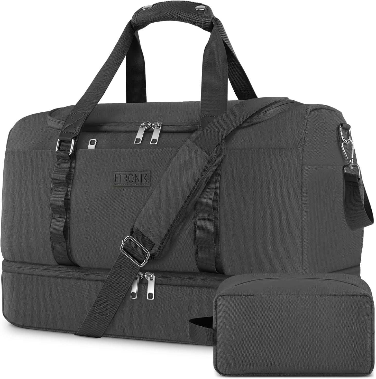 ETRONIK Gym Bag for Men Women with Shoe Compartment and Toiletry Bag
