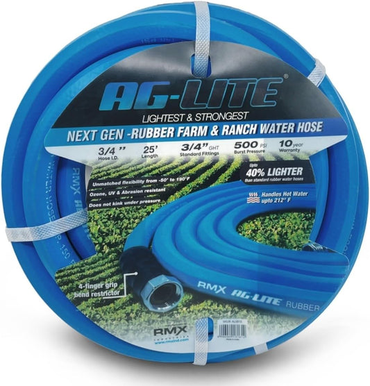 AG-LITE BSAL3425 3/4in x 25ft Rubber Garden Hose for All Needs