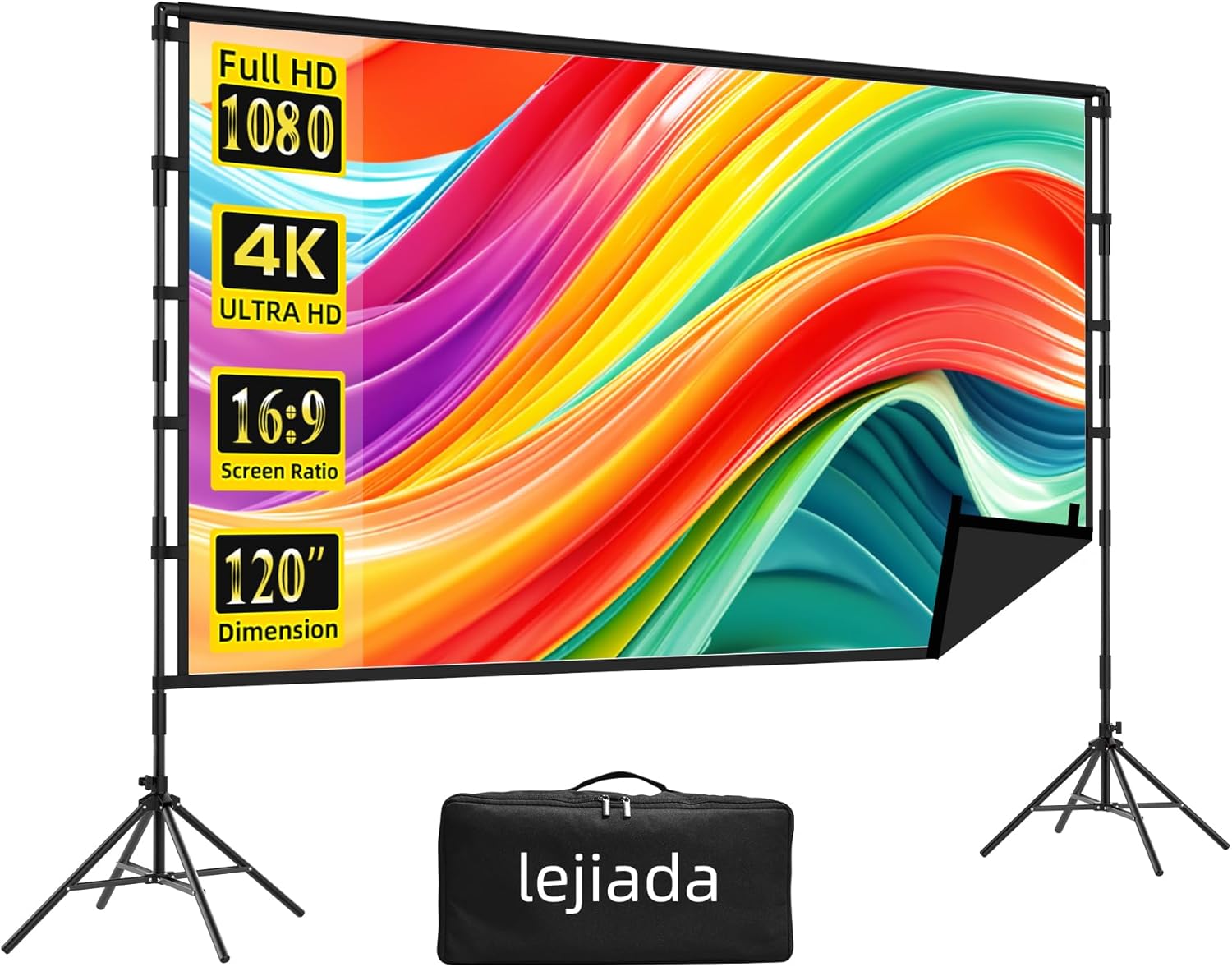 120 inch Portable Projector Screen with Stand for Outdoor Use