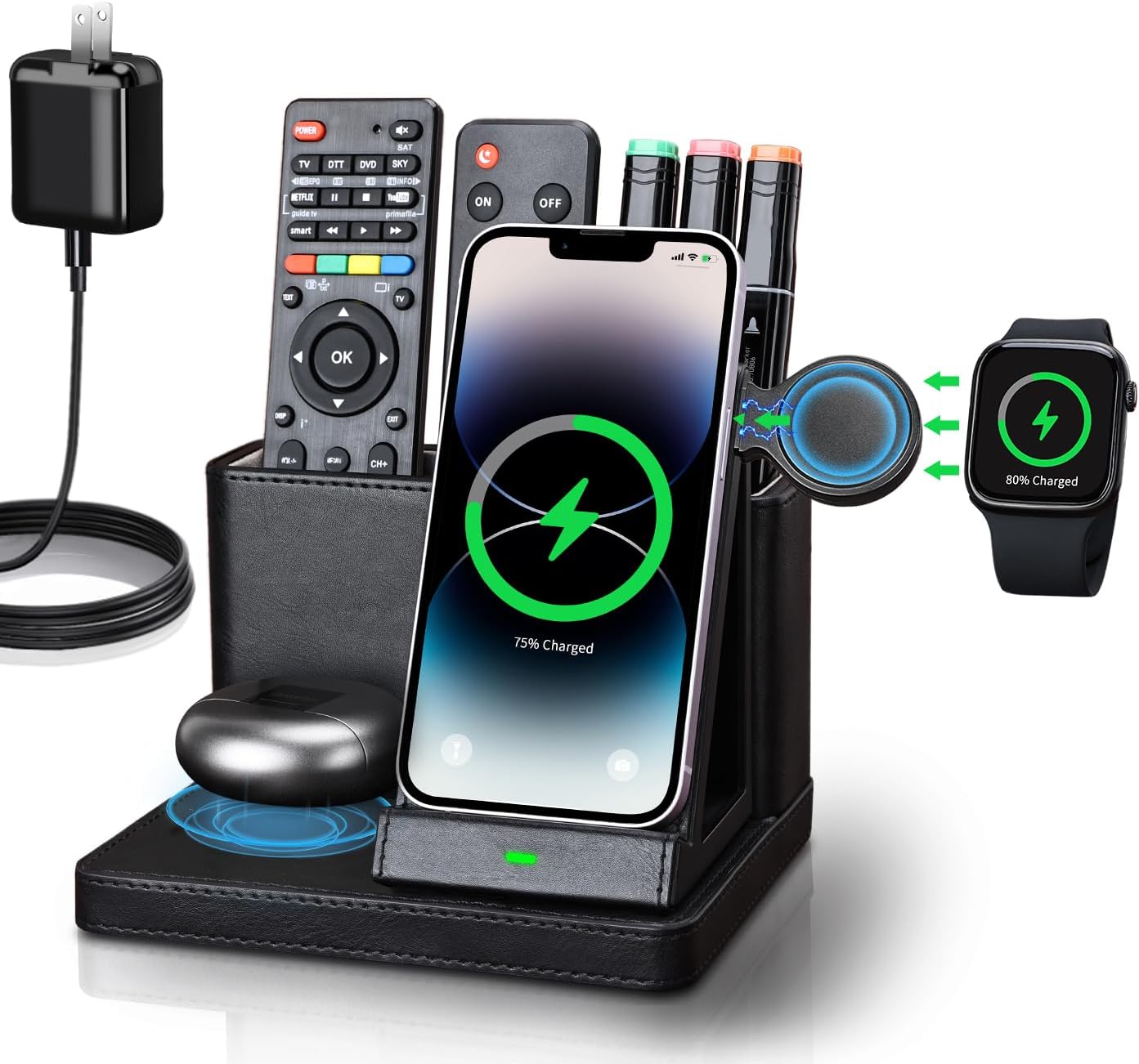 15W Wireless Charging Stand - Organize & Charge All Devices Effortlessly!