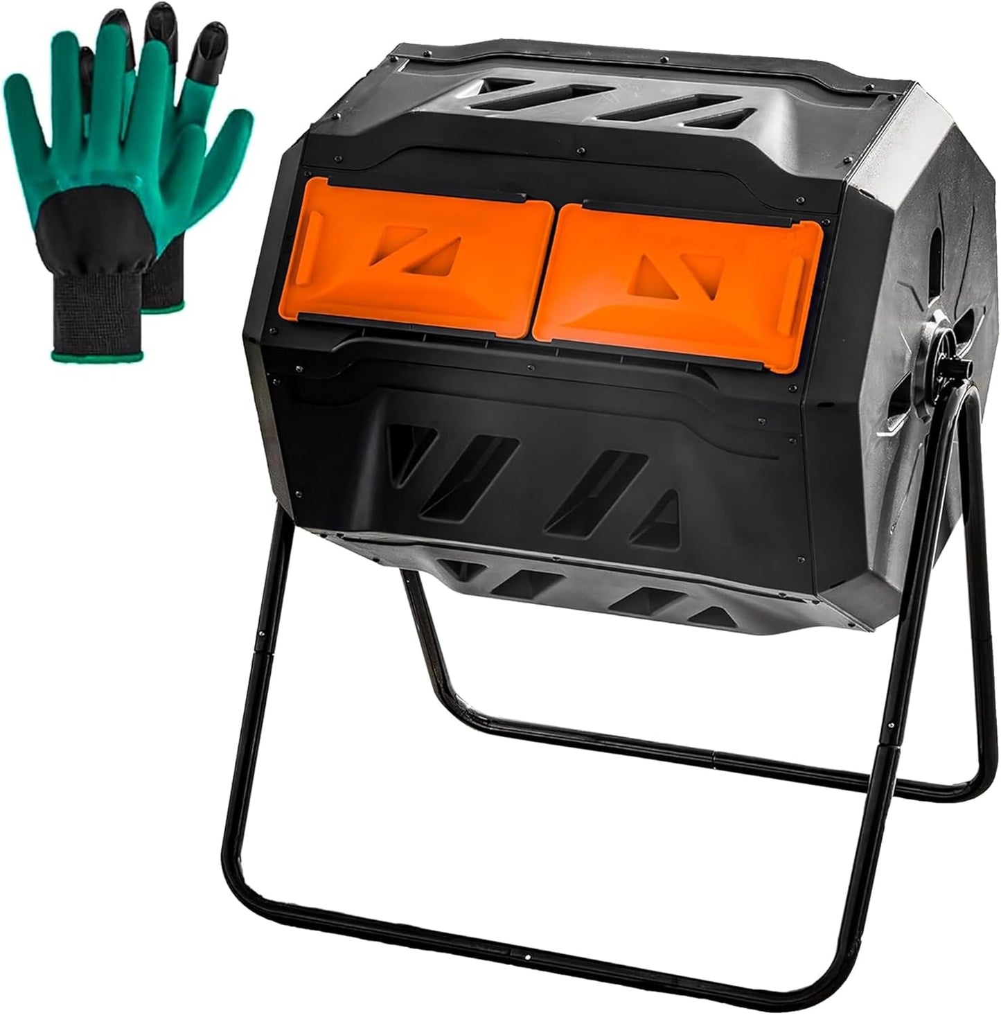 Hourleey 43 Gallon Dual Chamber Tumbling Compost Bin for Gardens