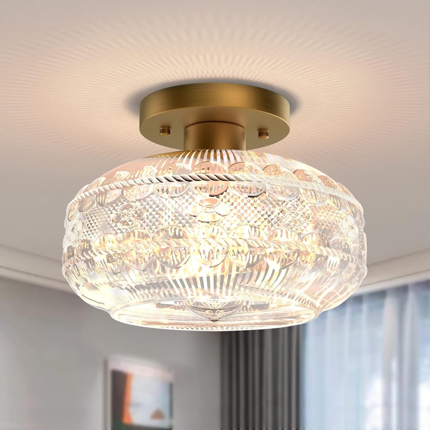Industrial Semi Flush Mount Ceiling Light Fixture for Vintage Style
