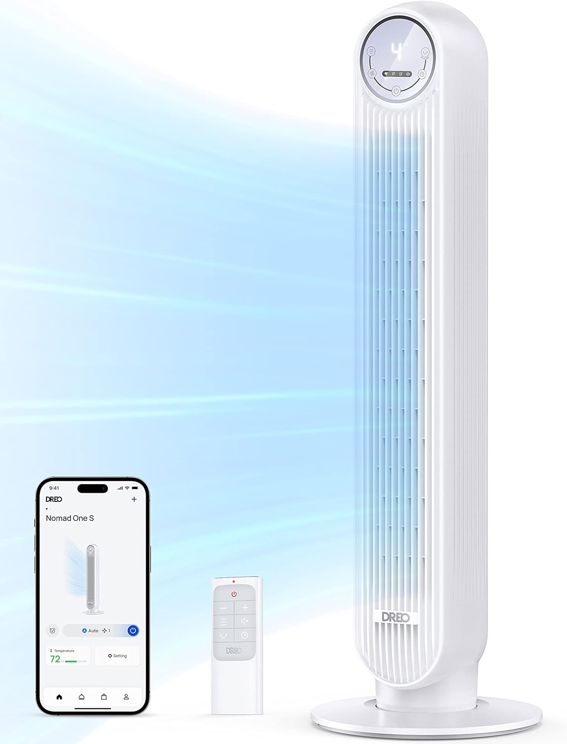 Dreo Smart Tower Fan: 25ft/s Airflow, 90 Oscillation, WiFi Voice Control