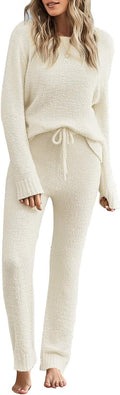 luvamia Women's Casual Pajama Set Fuzzy Fleece Knitted (Style 2XJD)