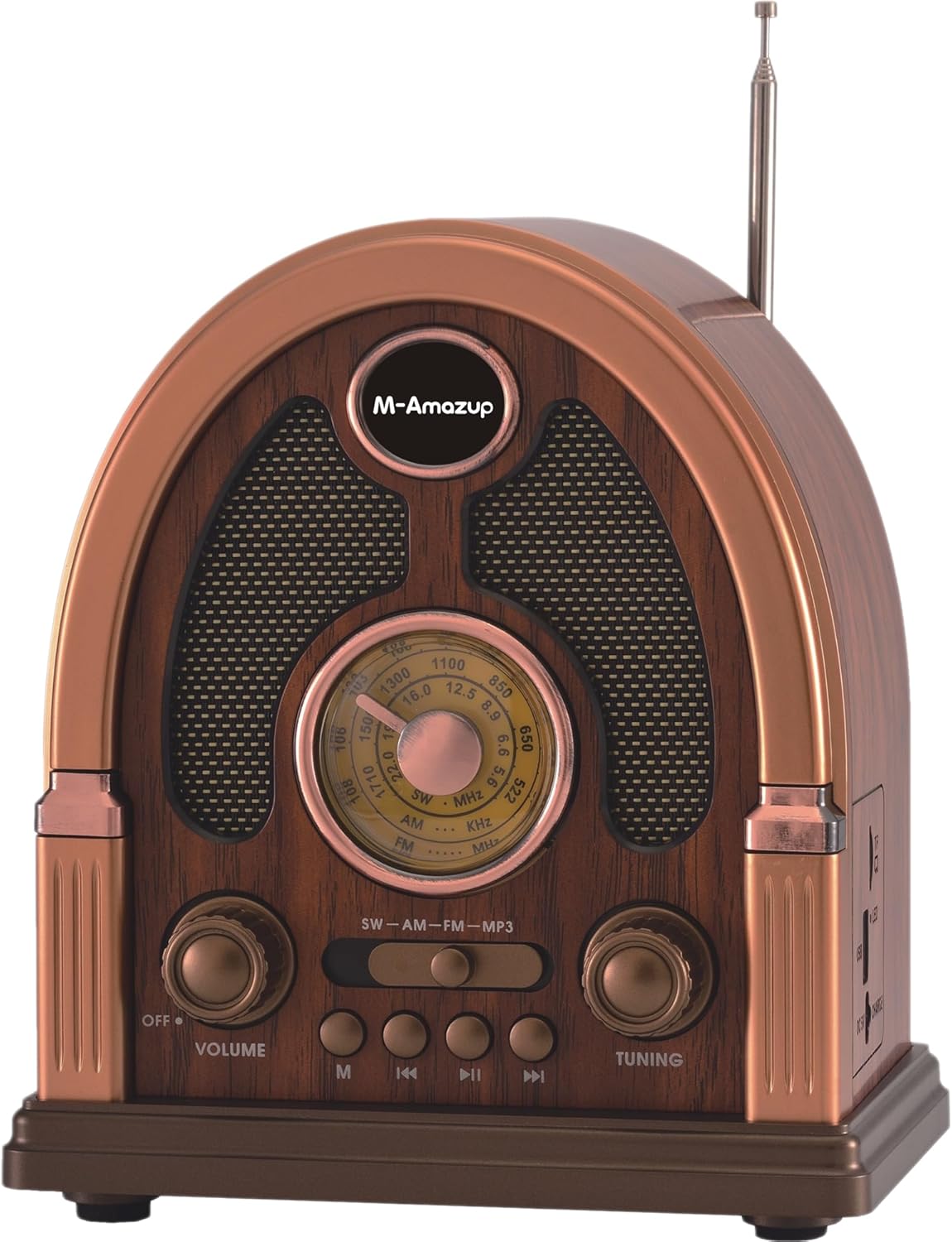 Vintage Portable Radio with Bluetooth 5.3 and Retractable Antenna