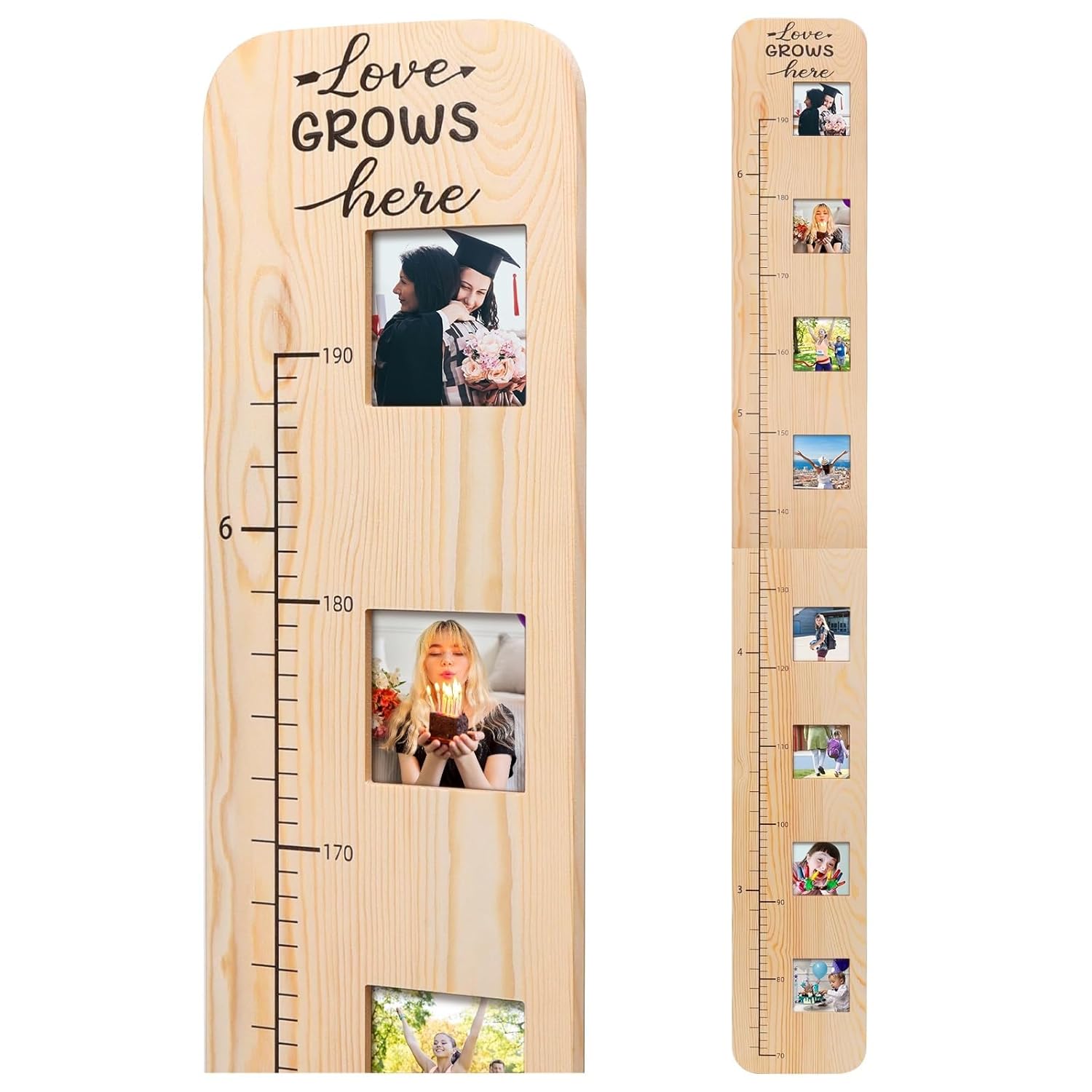 Garybank Solid Wood Growth Chart for Kids with Photo Frames