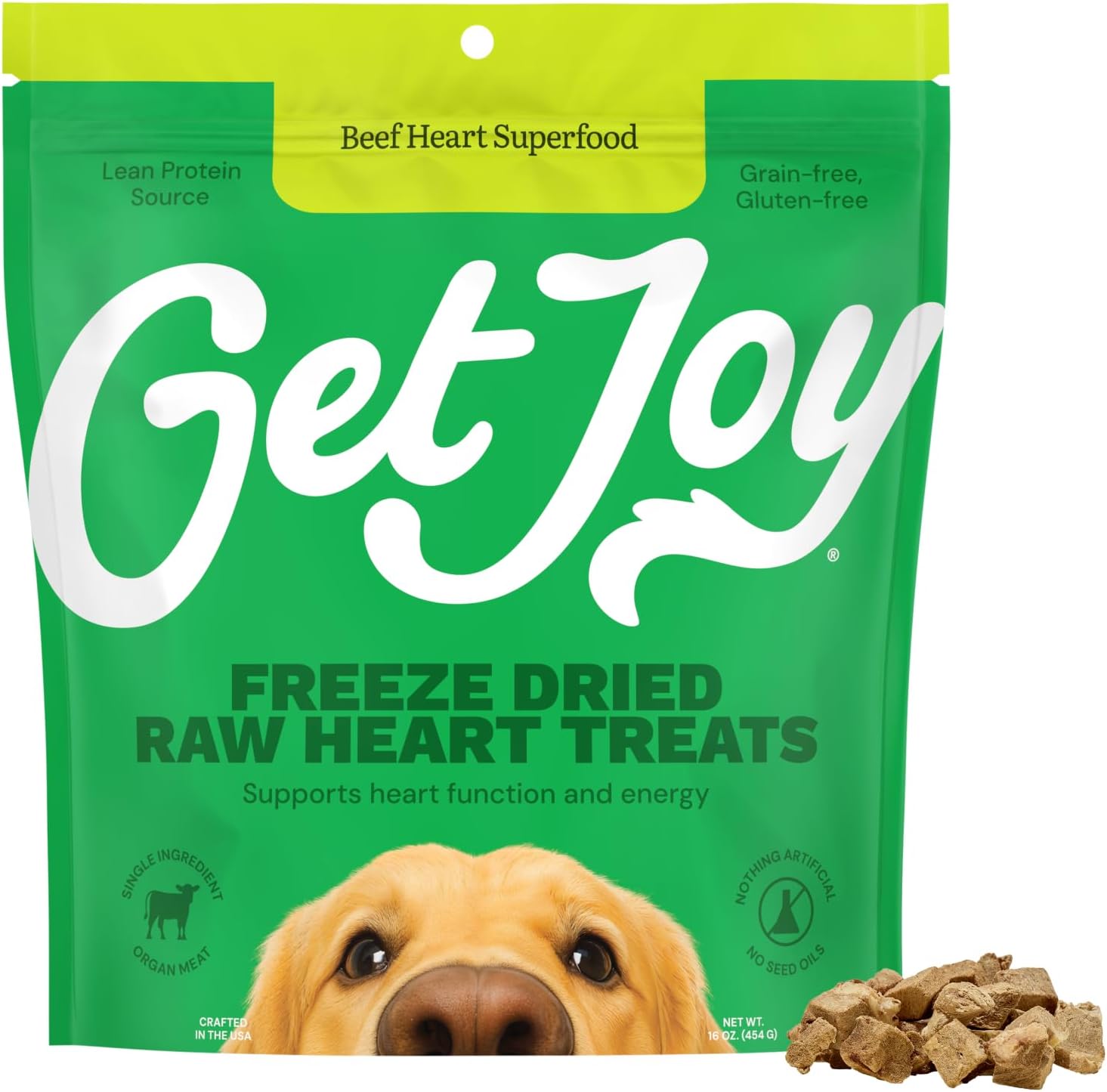 Get Joy Freeze Dried Beef Heart Dog Treats for Training Rewards
