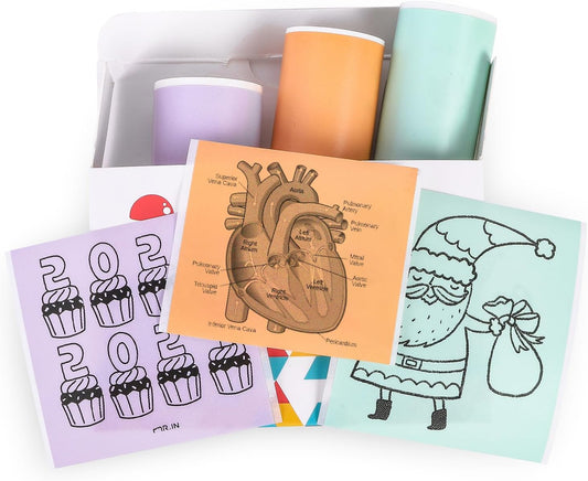 Memoking 20-Year Sticky Thermal Paper - Vibrant Colors, 3 Rolls