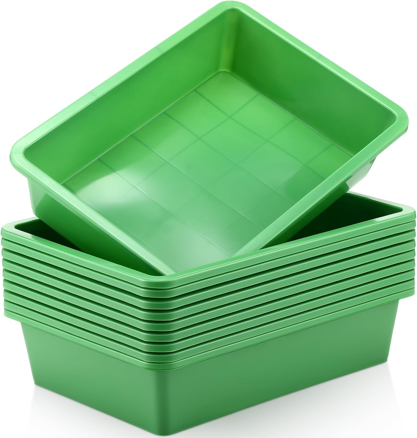Hoteam 10 Pcs Flat Storage Organizer Tray for Classroom Use