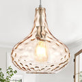 11 in Amber Hammered Glass Pendant Light - Warm Vintage Modern Glow